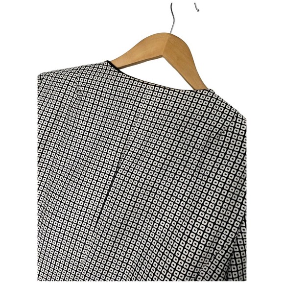 Talbots Womens Size 14 Blazer Hidden Buttons Square Print Lined Black - Picture 5 of 12